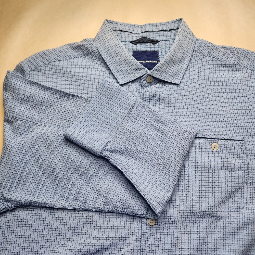 Tommy Bahama Blue Micro-Grid Casual Button-Down Shirt